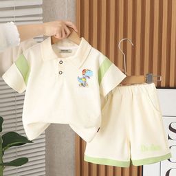 INCLUD Boys Graphic Printed Polo Collar T-Shirt With Shorts-10