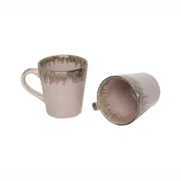 AMALAFIEE CERAMICS Pink & Brown 2 Pieces Printed Ceramic Glossy Mugs-51