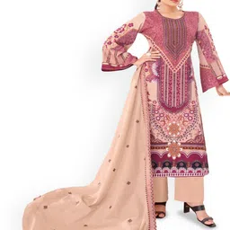 DRAVINAM Trends Embroidered Pure Cotton Unstitched Dress Material-image-16