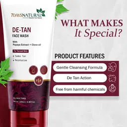 7 DAYS De-Tan Face Wash Papaya Extract & Clove Oil - 100 ml image 2