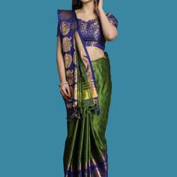 yourwish Embellished Zari Silk Cotton Gadwal Saree-image-63