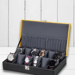 ZENWOOD Black 12 Slots Watch Organiser Box-34
