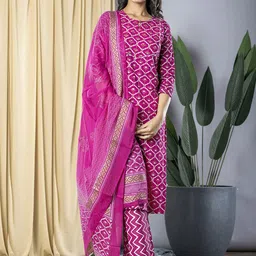 KALINI Women Ethnic Motifs Printed Regular Kurta with Trousers & With Dupatta-picture-14