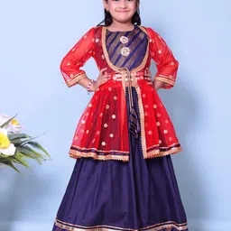 BAESD Girls Embroidered Mirror Work Ready to Wear Lehenga &-picture-28