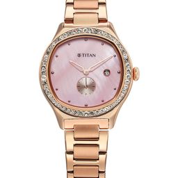 Titan Women Embellished Dial & Stainless Steel Bracelet Style Straps Analogue Watch 95289WM01-picture-28