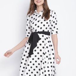 DRAAX Fashions Polka Dot Fit & Flare Dress-image-15