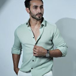 Metronaut Men Regular Fit Spread Collar Textured Casual Shirt-image-96