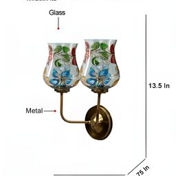 Devansh Dual Blue & Red Textured Mosaic Glass Bell Shaped Wall Mounted Lamp-image-5