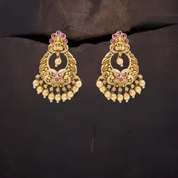 South Temple Jewellery Gold-Plated Artificial Stones & Beads Contemporary Drop Earrings-image-55