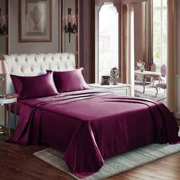 MUSH Maroon 400 TC Satin King Bedsheet Set 2.74m x 2.74m-picture-13
