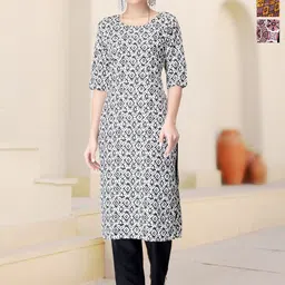 HERE&NOW Selection Of 3 Geometric Printed Round Neck Straight Kurtas-94