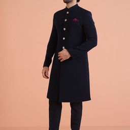 KISAH Men Mandarin Collar Indowestern Sherwani Trouser Set-picture-44