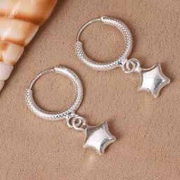 Ovana jewels 925 Sterling Silver Star Shaped Hoop Earrings-picture-28
