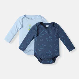 Nautinati's Infants' Cotton Interlock Pack Of 2 Cloud Print Onesie-15