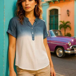 CORSICA Women Tie and Dye Mandarin Collar Top-picture-51