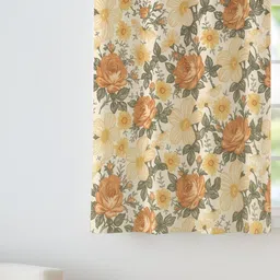 ANA Brown & Green Floral Room Darkening Cotton Window Curtain-image-77