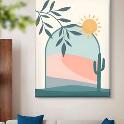 Livin'luxe White & Blue Desert Sunset Canvas Wall Art-picture-38