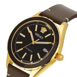 Versace Men Brass Dial & Leather Straps Analogue Watch VEQCA0224 image 5