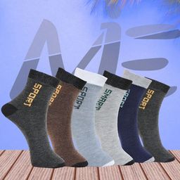 MJE Pack Of 6 Patterned Cotton Ankle Length Socks-picture-32