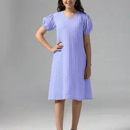 OMPAX Striped A-Line Dress-image-84