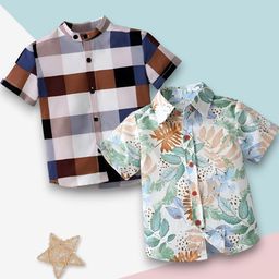 VANI COUTURE Pack of 2 Polycotton Printed Shirts-image-90