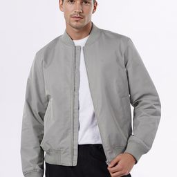 Celio Men Stand Collar Solid Bomber Cotton Jacket-picture-45