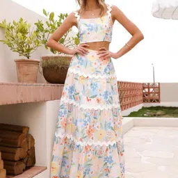 Routes by All About You Printed Pure Linen Crop-Top With Skirt Co-Ords-picture-19