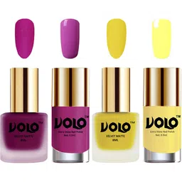 VOLO Set Of 4 Velvet Matte & Extra Shine Nail Polish-8 ml & 9.9 ml Each Shade 14-40-35-29-17