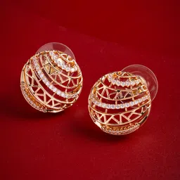 Kushal's Fashion Jewellery Gold-Plated Classic Zircon Studded Studs-39