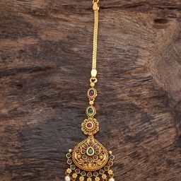 Kushal's Fashion Jewellery Gold-Plated Maang Tikka Head Jewellery-55
