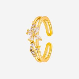 Kushal's Fashion Jewellery Gold-Plated Zircon Stone Studded Adjustable Finger Ring-picture-48