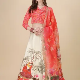 Kaizen TEXO FAB Printed Semi-Stitched Lehenga & Unstitched Blouse With Dupatta-image-91
