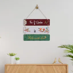Kuber Industries Red & Green 3 Layered Wooden Inspirational Quotes Wall Hanging-83