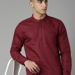 Mast & Harbour Men Standard Fit Solid Mandarin Collar Casual Shirt-image-79