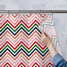 ArtzFolio Pink & Green Geometric Printed WaterProof Shower Curtain-image-63