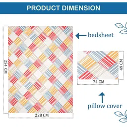 Kuber Industries White & Red Geometric 350 TC Cotton King Bedsheet Set 2.54 m x 2.28 m image 2