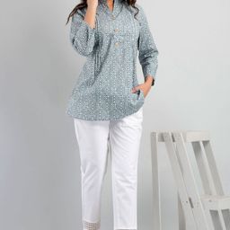 HERE&NOW Women Geometric Printed Pure Cotton Kurti-picture-7