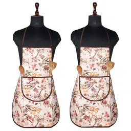 Aura Beige & Brown 2 Pieces Printed Apron With Center Pocket-54