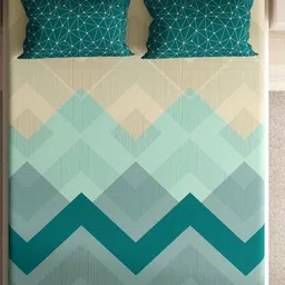 wakefit Green & Beige Geometric 144 TC King Bedsheet Set- 2.74 m x 2.74 m-21
