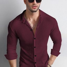 TRIPR Men Slim Fit Textured Spread Collar Cotton Casual Shirt-image-34
