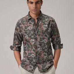 Banana Club Men Oleander Floral Printed Shirt-image-6