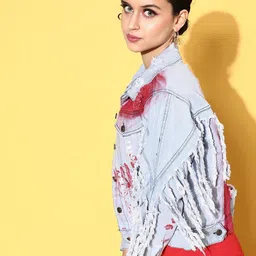 SASSAFRAS Women Denim Jacket with Patchwork-image-75