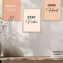 Kotart Brown & Peach 3 Pieces Typography Wooden Wall Arts-picture-16