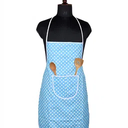 Aura Blue & White Checked Cotton Apron With Front Pocket-29