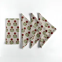 Vargottam 12-Pcs Off White & Green Printed Cotton Table Napkins-image-30