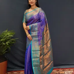 yourwish Woven Design Zari Silk Blend Kanjeevaram Saree-picture-18