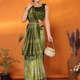 Lookmark Floral Printed Art Silk Saree With Unstitched Blouse-56