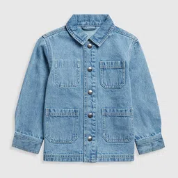 mothercare Boys Spread Collar Denim Pure Cotton Jacket-image-11