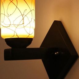 Somil Premium Designer Glass Wall / Night Lamp Elegant & Stylish Dcor Accent for Modern Interiors, Color- Orange, White, Size:- 18 X 21 X 20 CM-10
