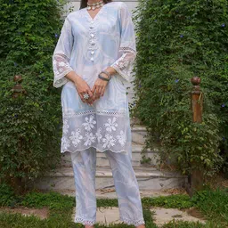 Sangria Printed Pure Cotton Tunic With Trouser Co-Ords-image-85